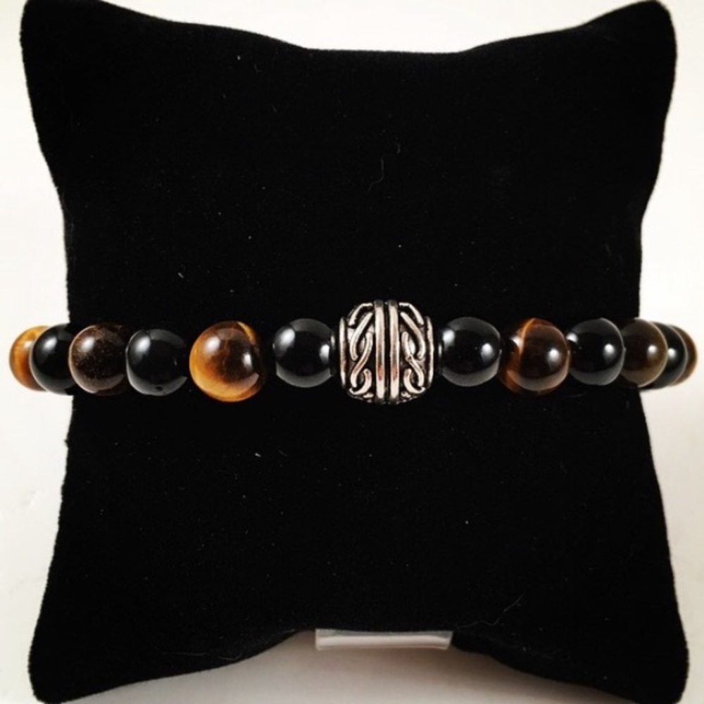 Men or women tiger eye onyx celtic charm bracelet